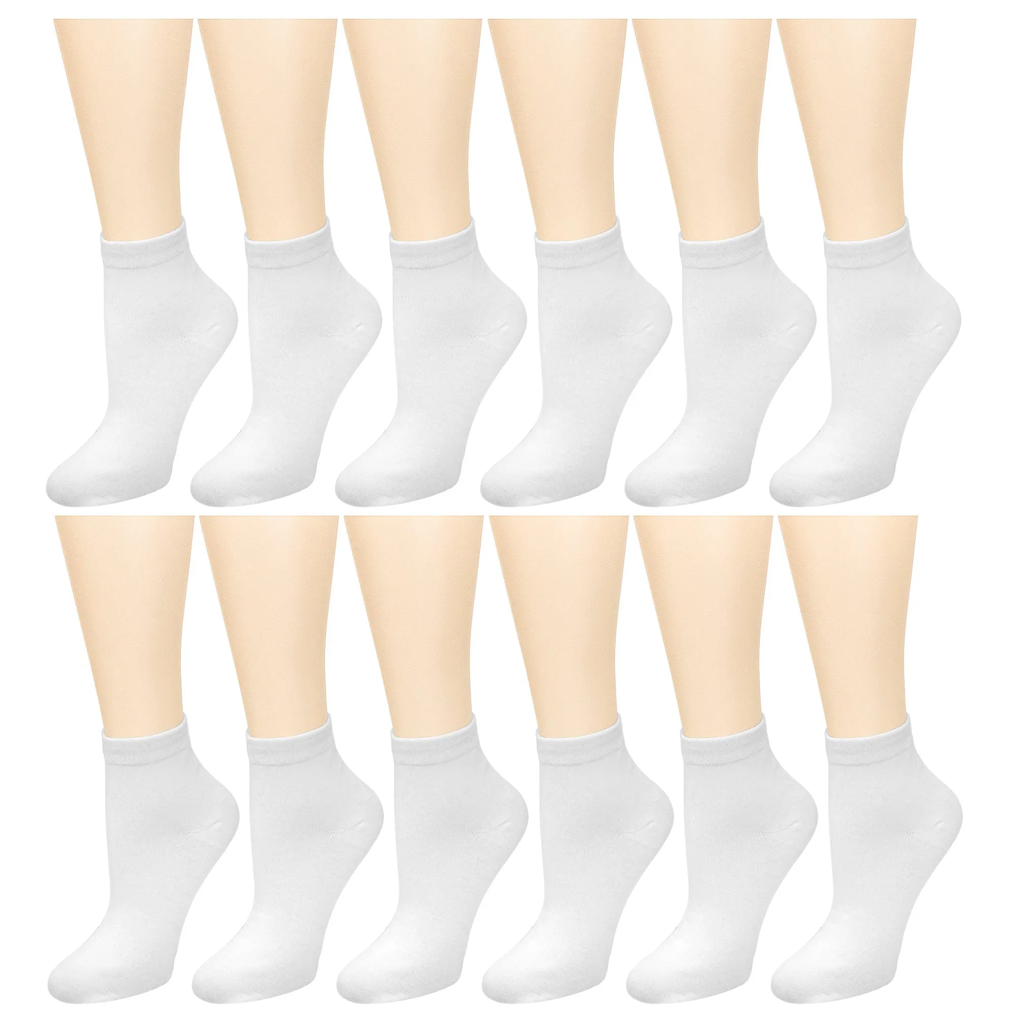 12-Pack Women's Ankle Socks White