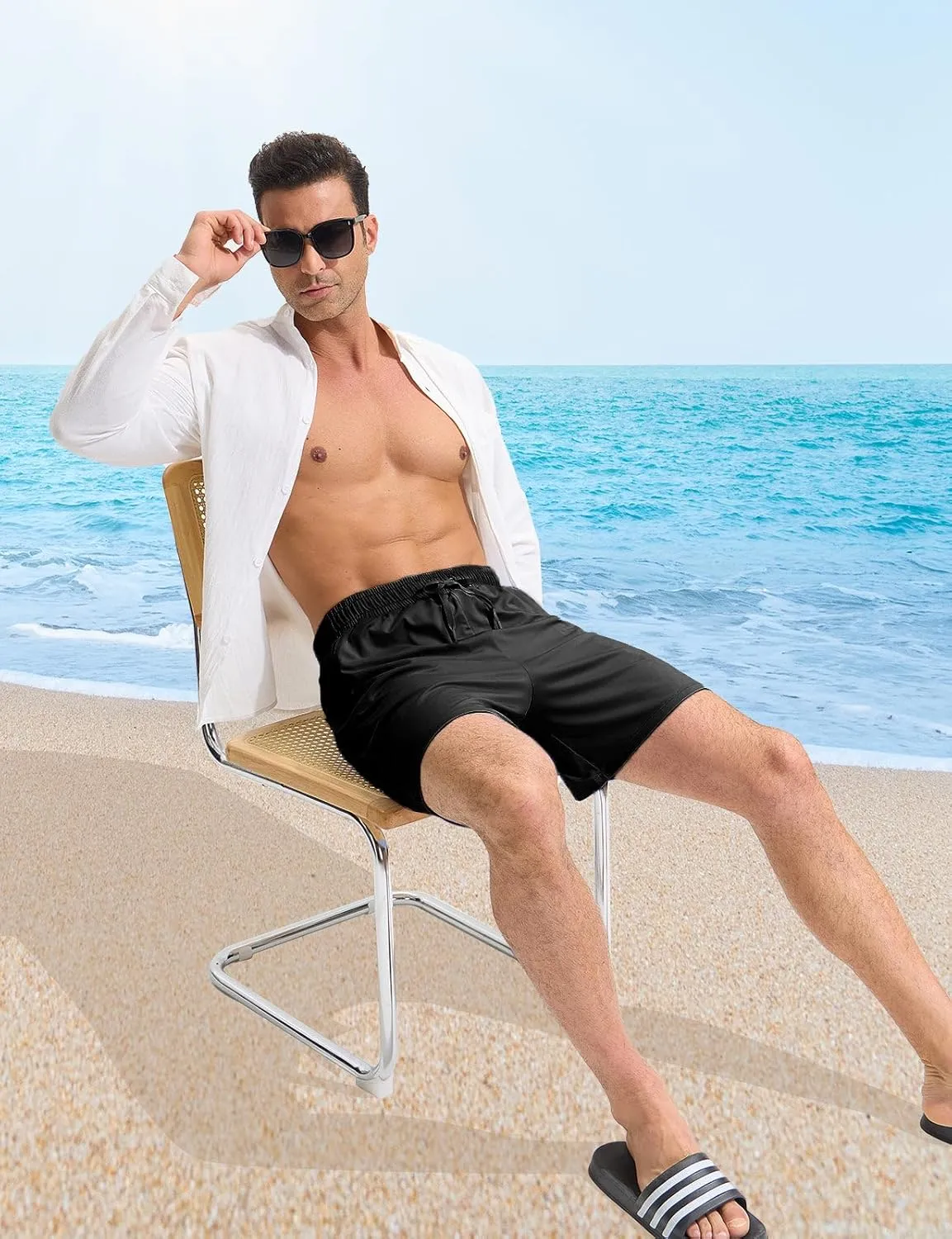 baleaf Mens Swim Trunks with Compression Liner 5 & 7 inch Quick Dry Bathing Suit Swim Shorts with Zippered Pockets