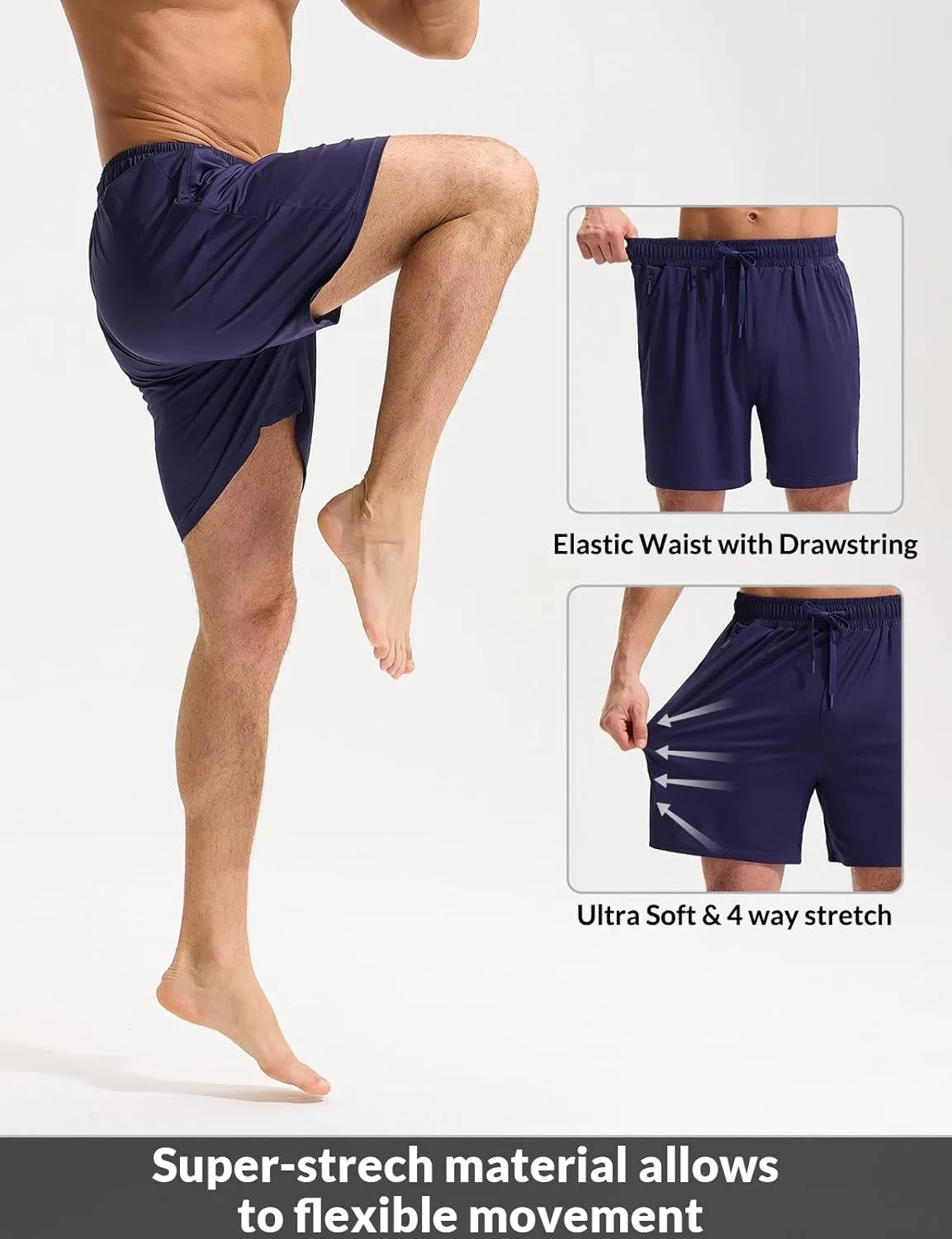 baleaf Mens Swim Trunks with Compression Liner 5 & 7 inch Quick Dry Bathing Suit Swim Shorts with Zippered Pockets