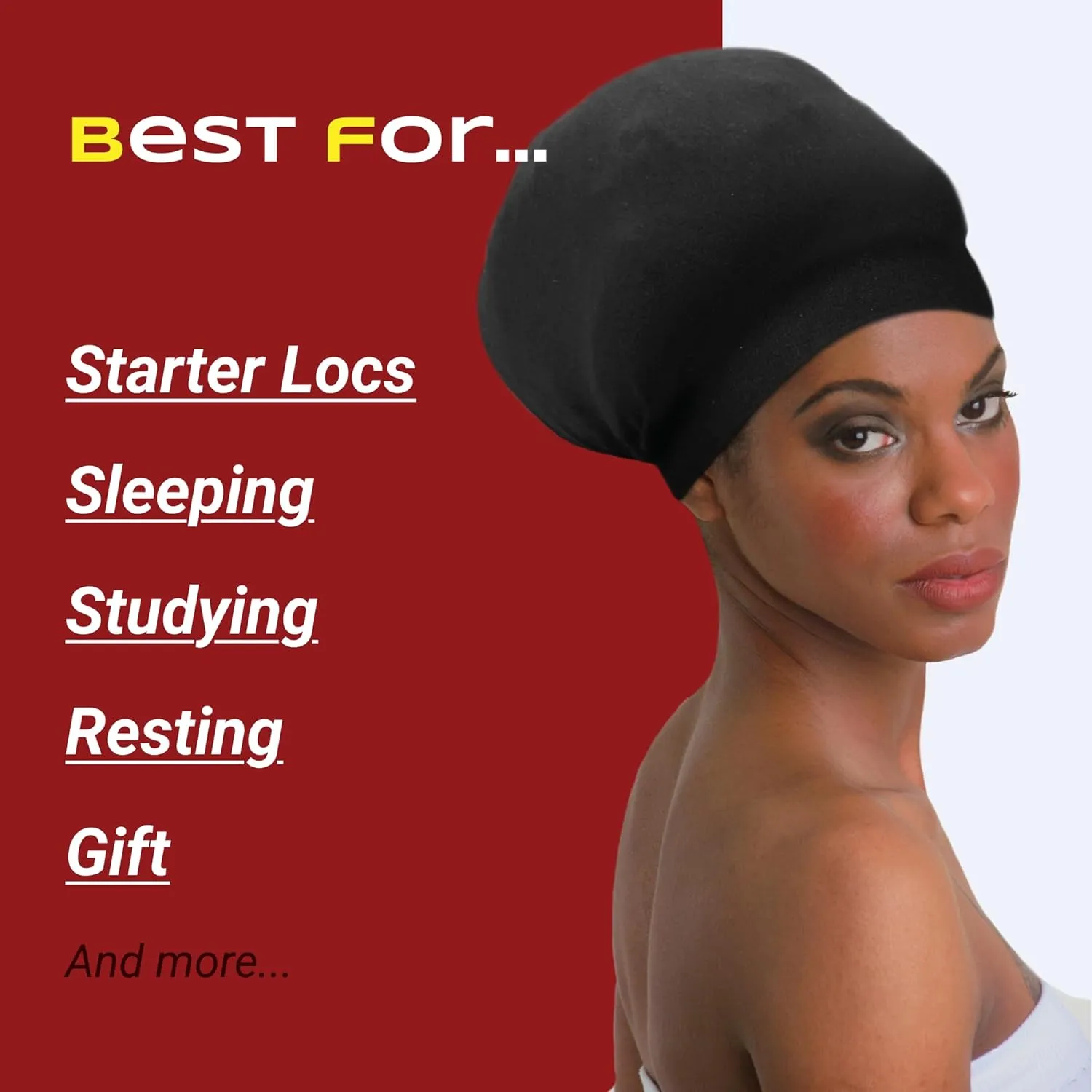 Beauty Town Unisex Sleeping Cap ?C Stretchable Soft Lightweight Night Headwear for Braids, Locs, and Dreads (Black)