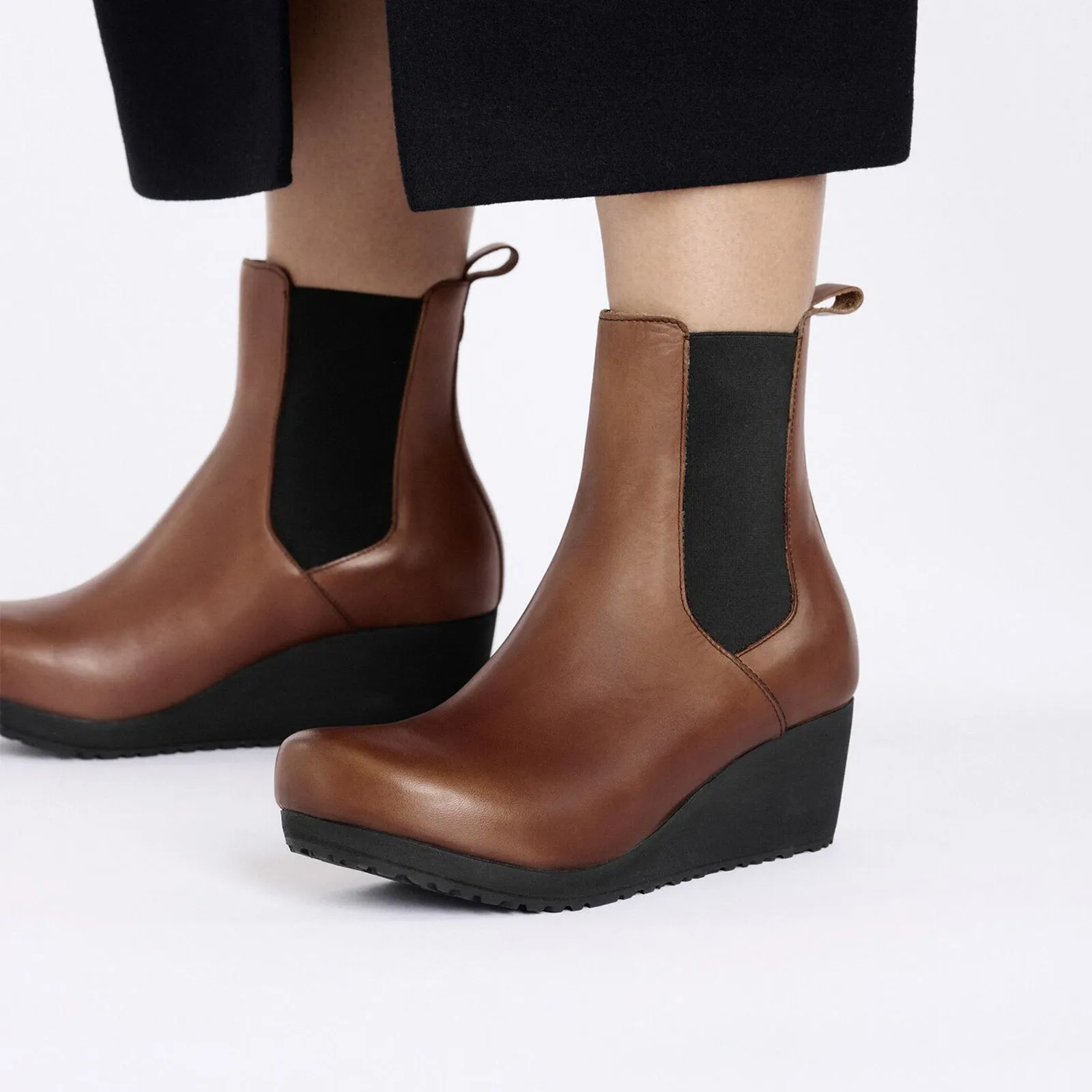 Birkenstock Ebba Narrow Chelsea Wedge Boot (Women) - Cognac Leather