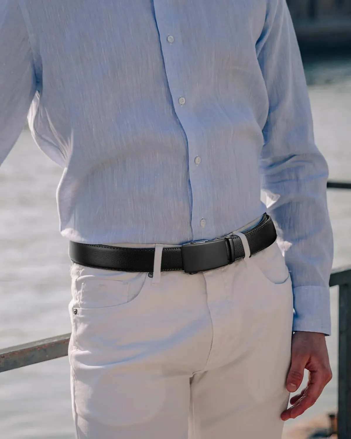 BOSTANTEN Ratchet Leather Belt For Men 2 Pack Dress and Casual with Adjustable Buckle, Trim to Fit