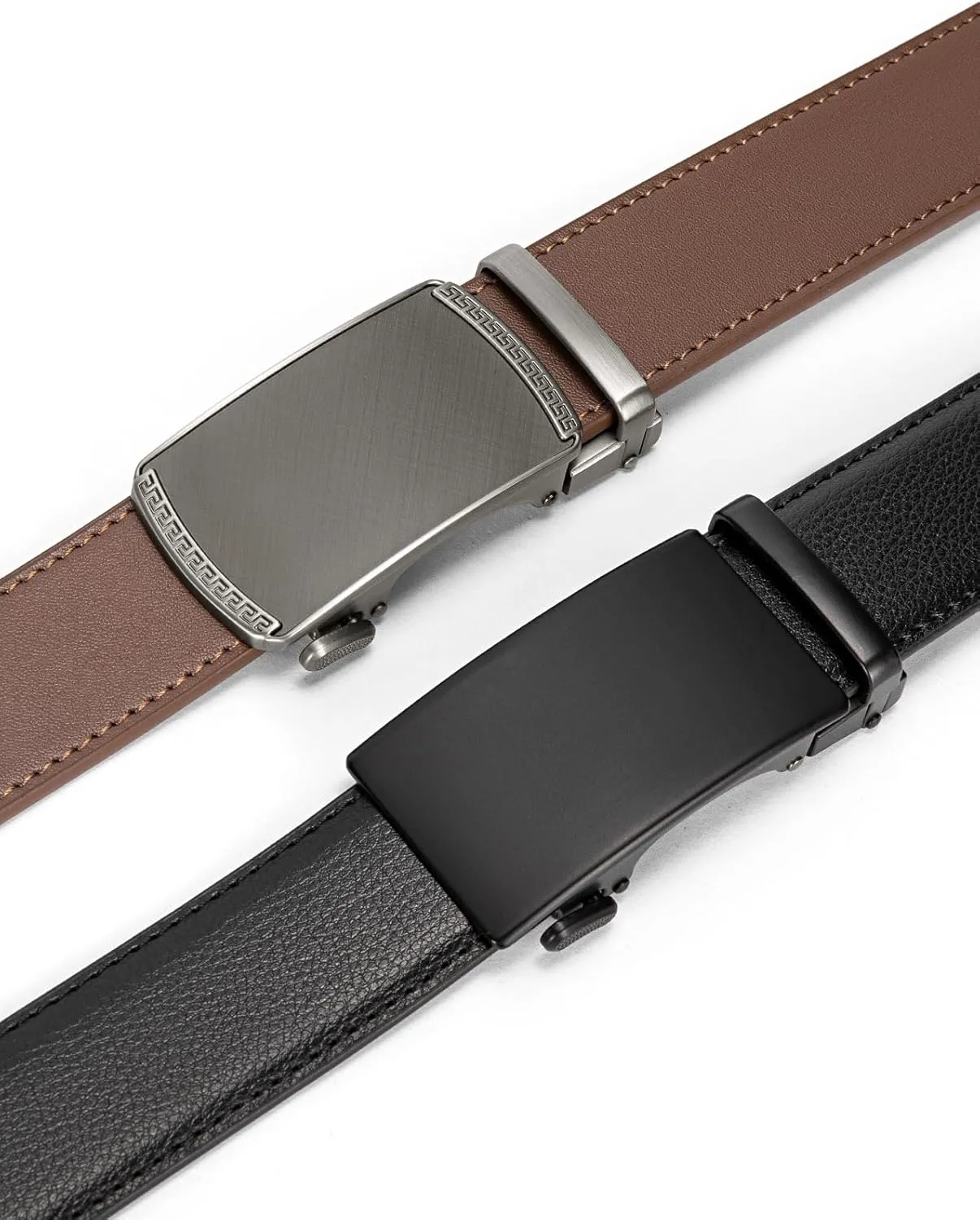 BOSTANTEN Ratchet Leather Belt For Men 2 Pack Dress and Casual with Adjustable Buckle, Trim to Fit