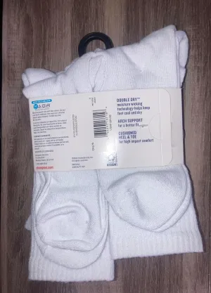 Champion Men's White Crew Sock, 6 pack, size 6-12 Double Dry, Arch Support, Cushioned Heel & Toe