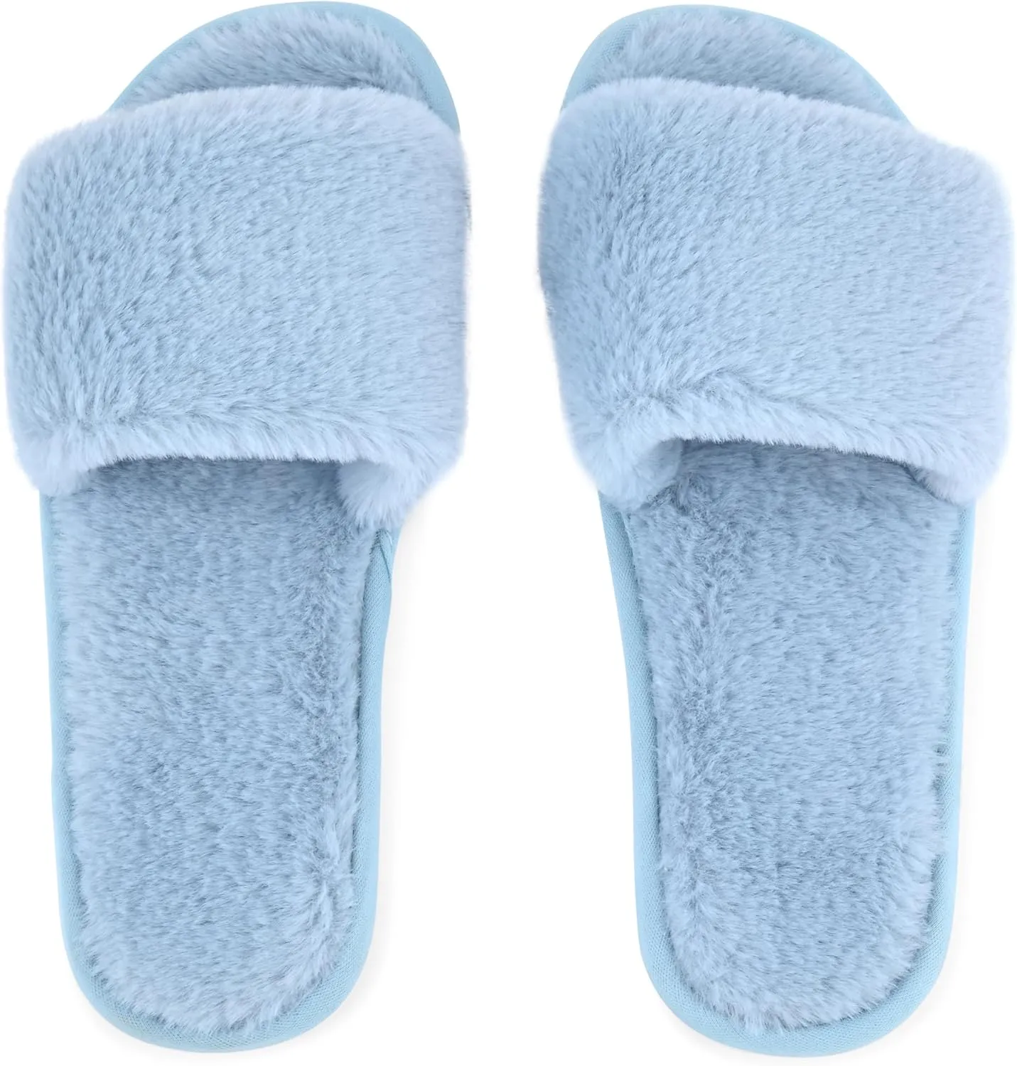 Fuzzy House Slippers for Women - Soft & Comfortable Womens Slippers with Open Toe Separators - Cute All Day Wear Casual Slip on Ladies Footwear for Indoor & Outdoor