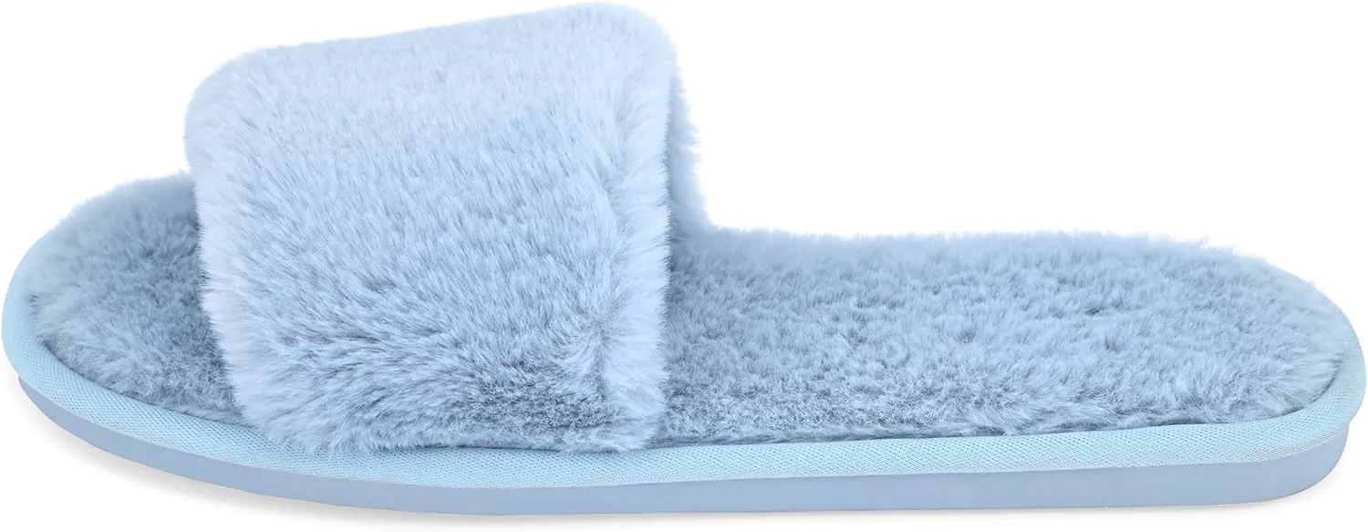 Fuzzy House Slippers for Women - Soft & Comfortable Womens Slippers with Open Toe Separators - Cute All Day Wear Casual Slip on Ladies Footwear for Indoor & Outdoor