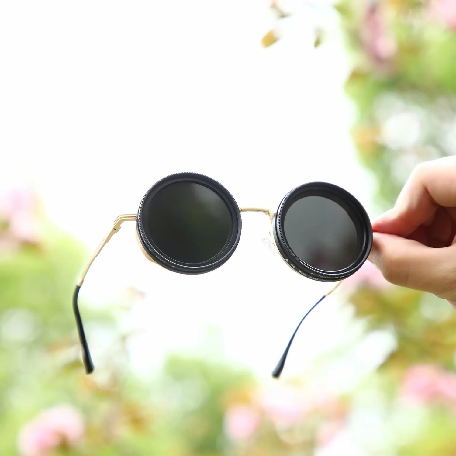 Hand Made Nd-400 9 Gears Round Polarized Adjustable Dimming Men Sunglasses women Filter Diving Fishing
