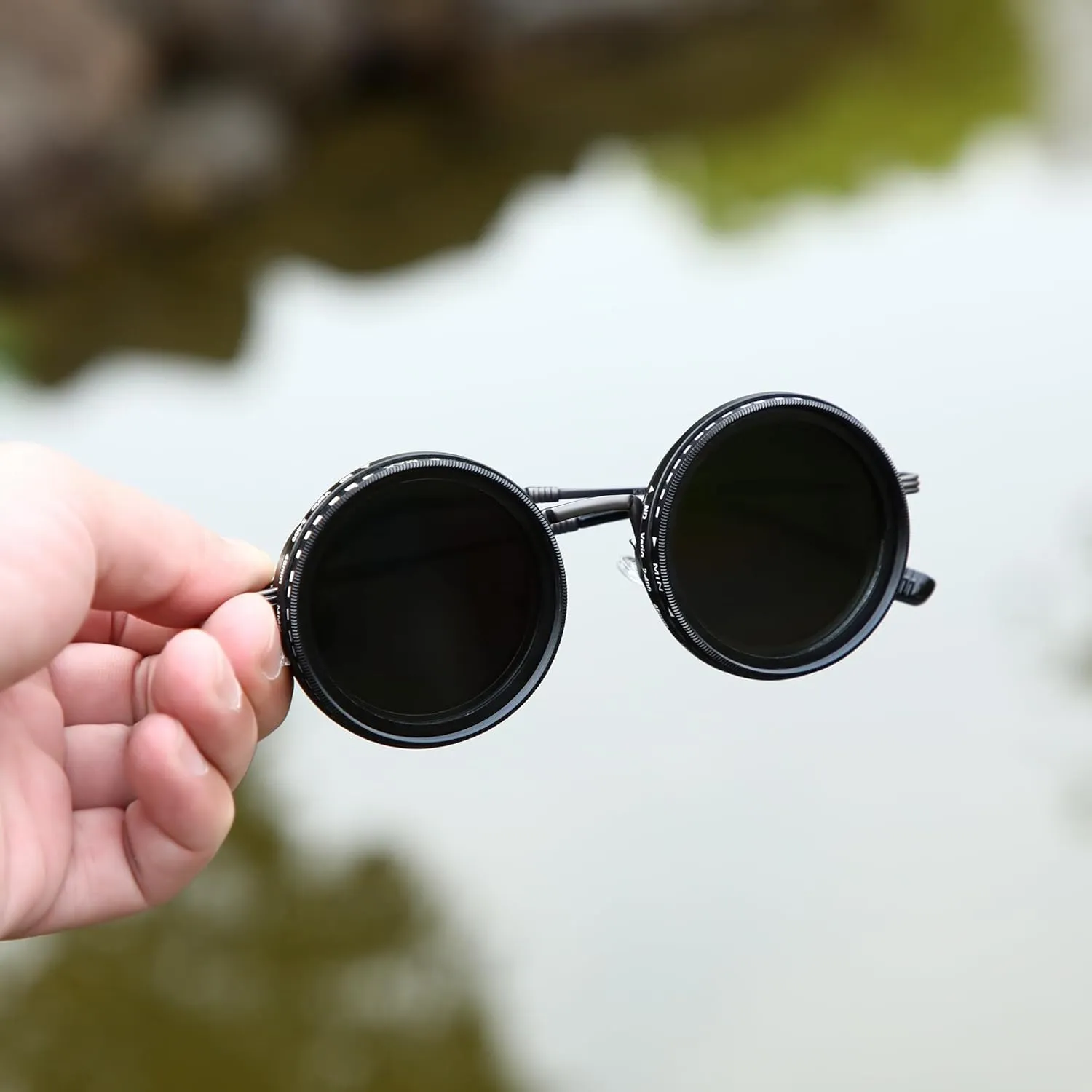 Hand Made Nd-400 9 Gears Round Polarized Adjustable Dimming Men Sunglasses women Filter Diving Fishing