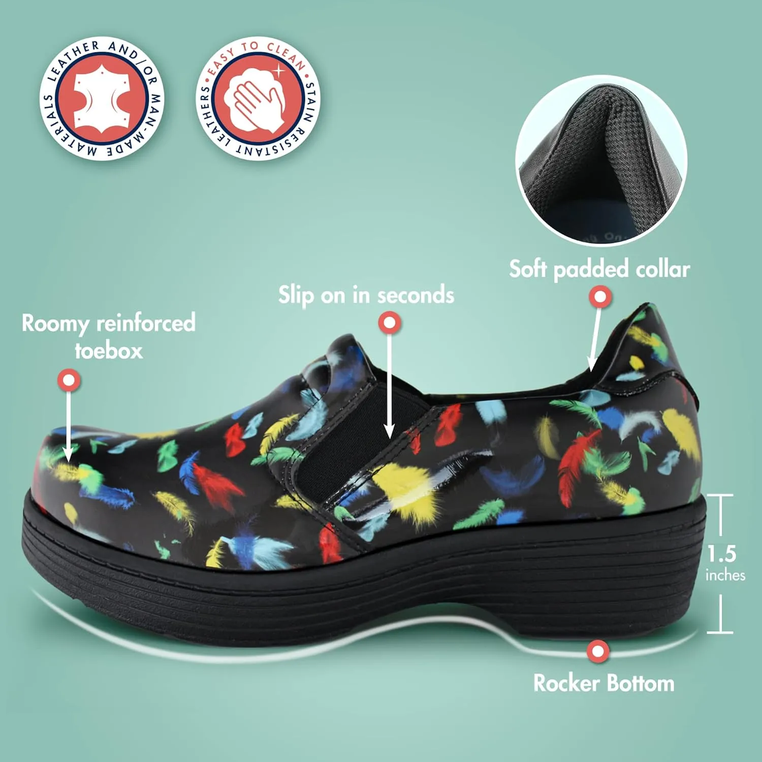 Hawkwell Pro Leather Nurse Clogs for Women Lightweight Slip Resistant Arch Support Healthcare Professional Nursing Shoes Work Clog