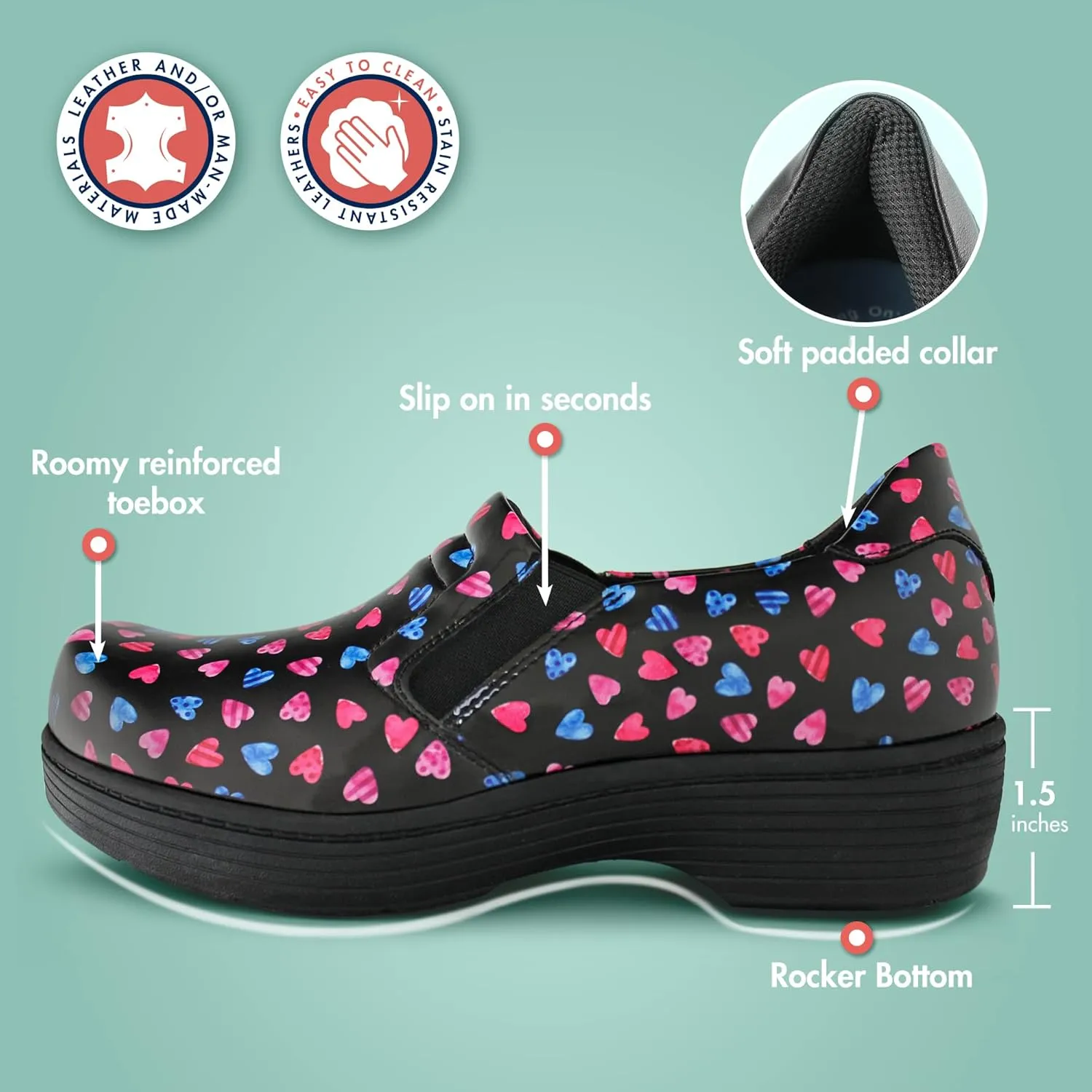 Hawkwell Pro Leather Nurse Clogs for Women Lightweight Slip Resistant Arch Support Healthcare Professional Nursing Shoes Work Clog