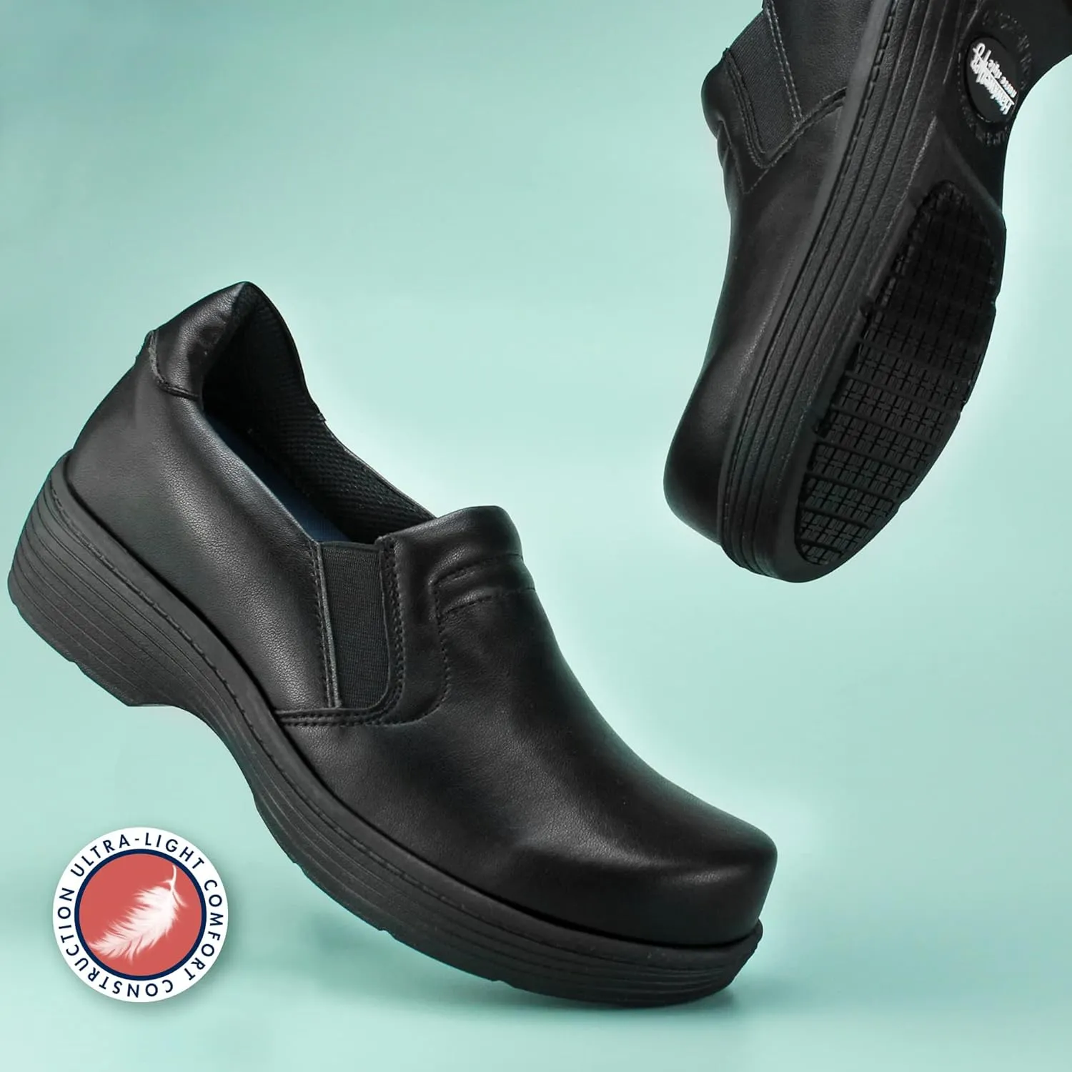 Hawkwell Pro Leather Nurse Clogs for Women Lightweight Slip Resistant Arch Support Healthcare Professional Nursing Shoes Work Clog