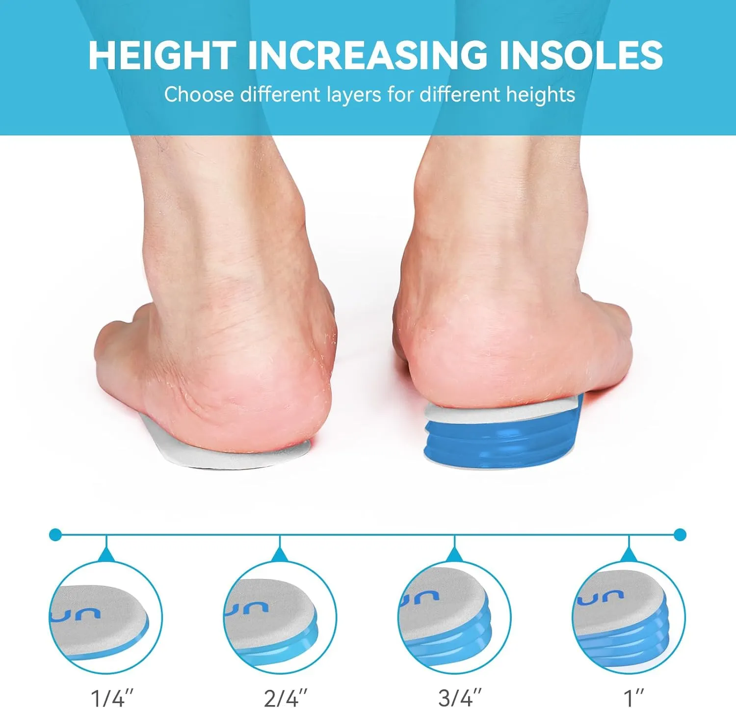 Heel Lift Inserts for Women Shoes - Adjustable Orthopedic Shoe Lifts for Uneven Legs - Gel Heel Inserts for Leg Length Discrepancy - Height Increase Inserts