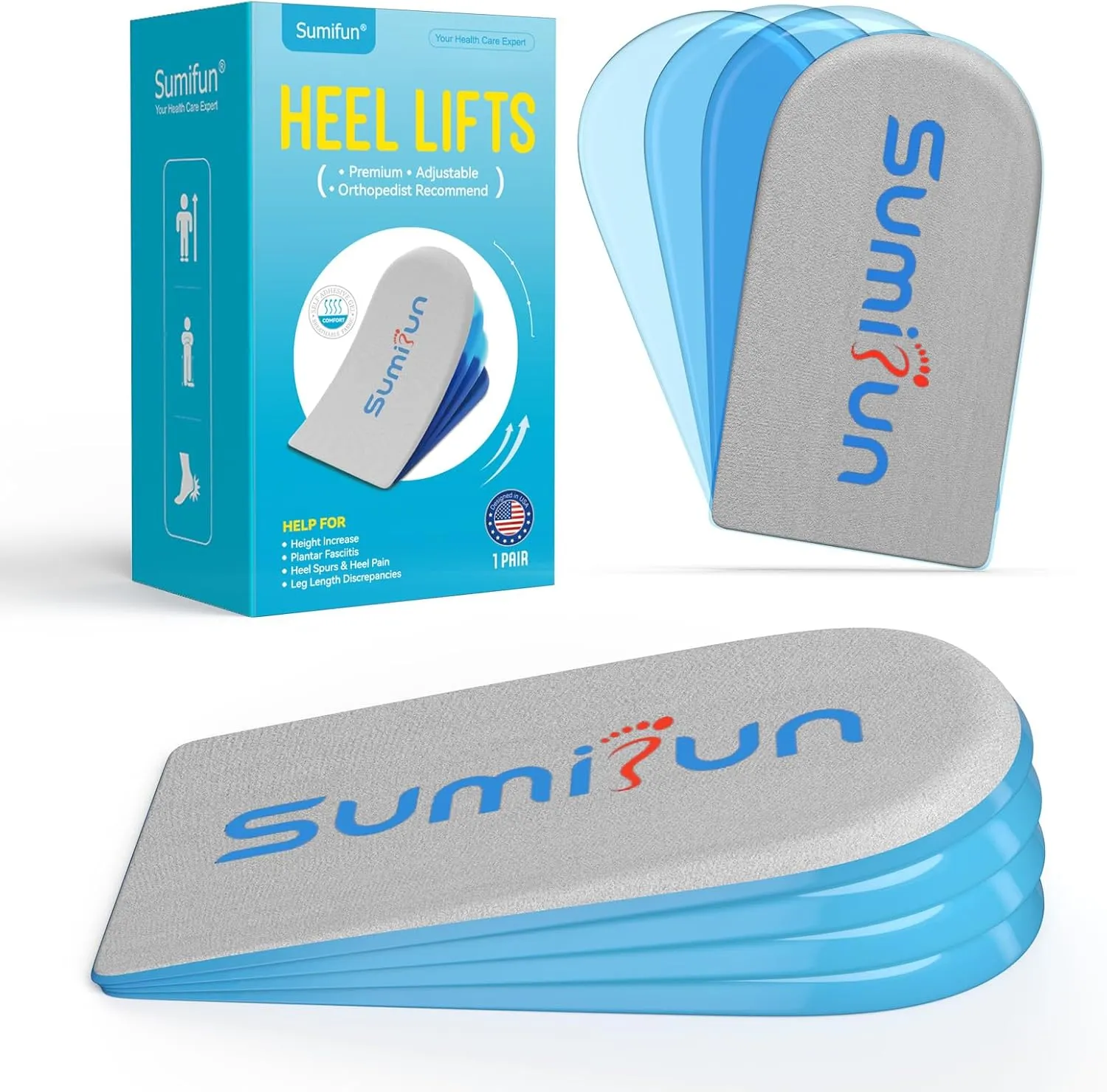 Heel Lift Inserts for Women Shoes - Adjustable Orthopedic Shoe Lifts for Uneven Legs - Gel Heel Inserts for Leg Length Discrepancy - Height Increase Inserts