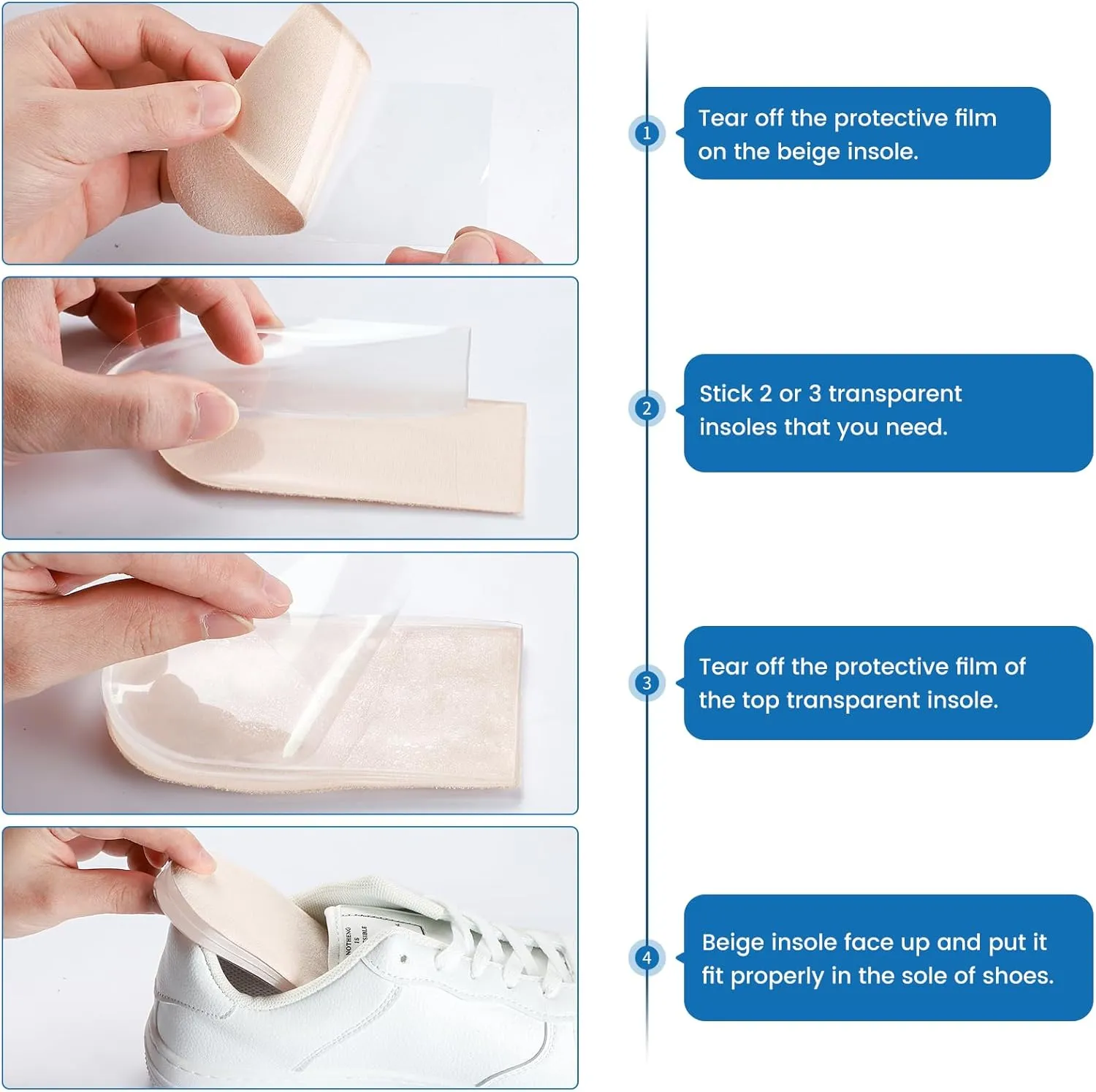 Heel Lift Inserts for Women Shoes - Kimihome Adjustable Gel Shoe Heels Insert Wedge for Women Uneven Legs Leg Length Discrepancies (3 Layers,Size L)