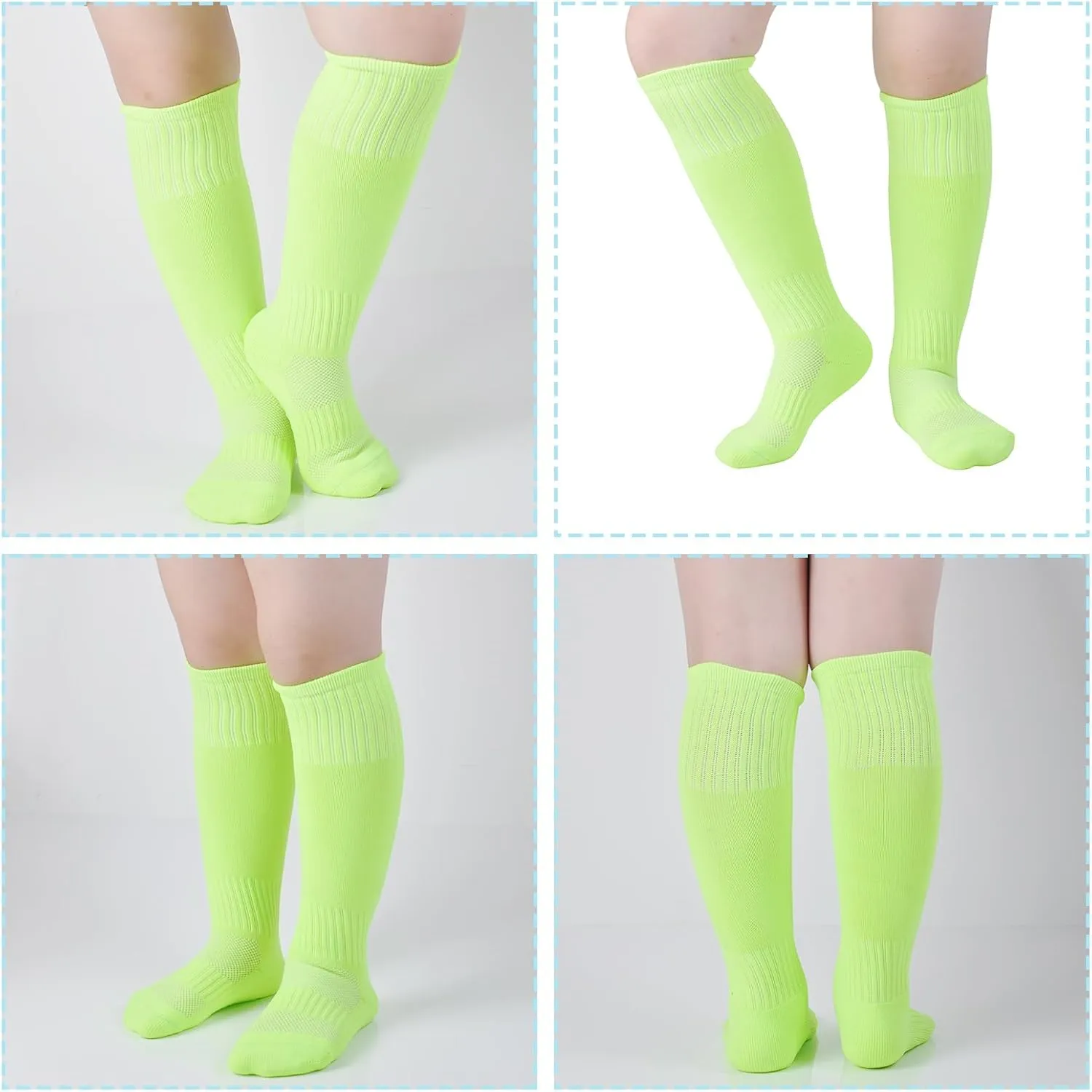Kids Soccer Socks Baseball Socks with Cushioned Sole Knee High Socks for Youth Boys Girls 2 Pairs