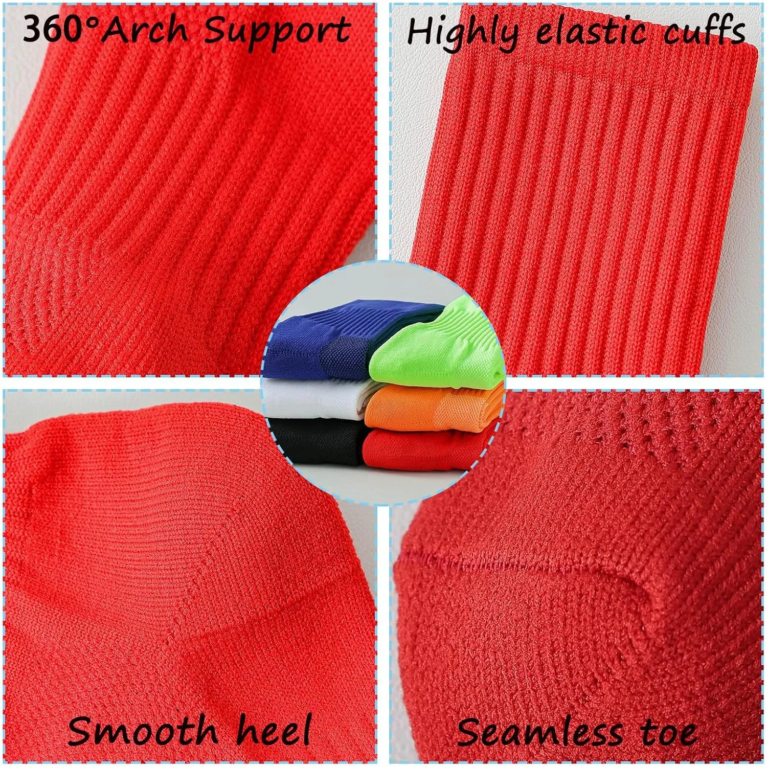 Kids Soccer Socks Baseball Socks with Cushioned Sole Knee High Socks for Youth Boys Girls 2 Pairs