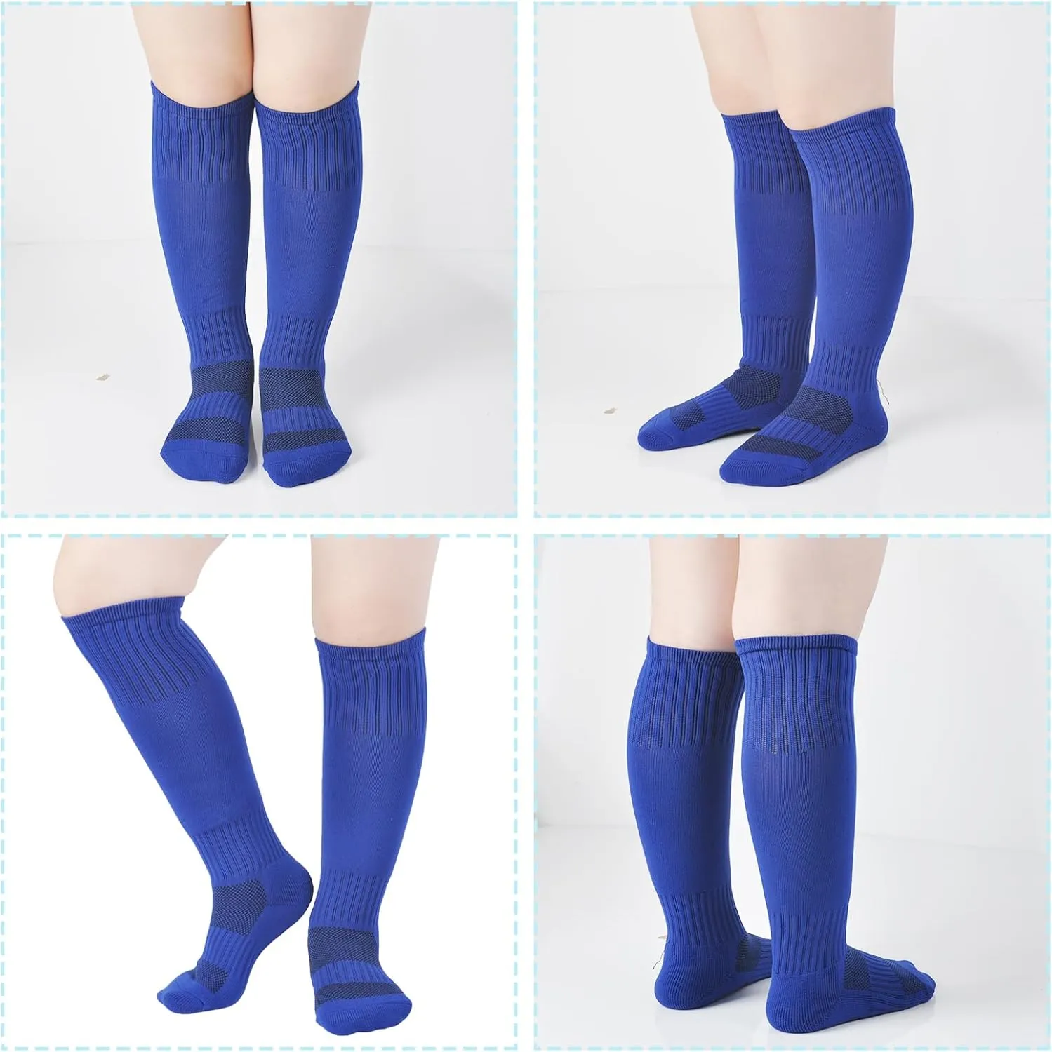 Kids Soccer Socks Baseball Socks with Cushioned Sole Knee High Socks for Youth Boys Girls 2 Pairs
