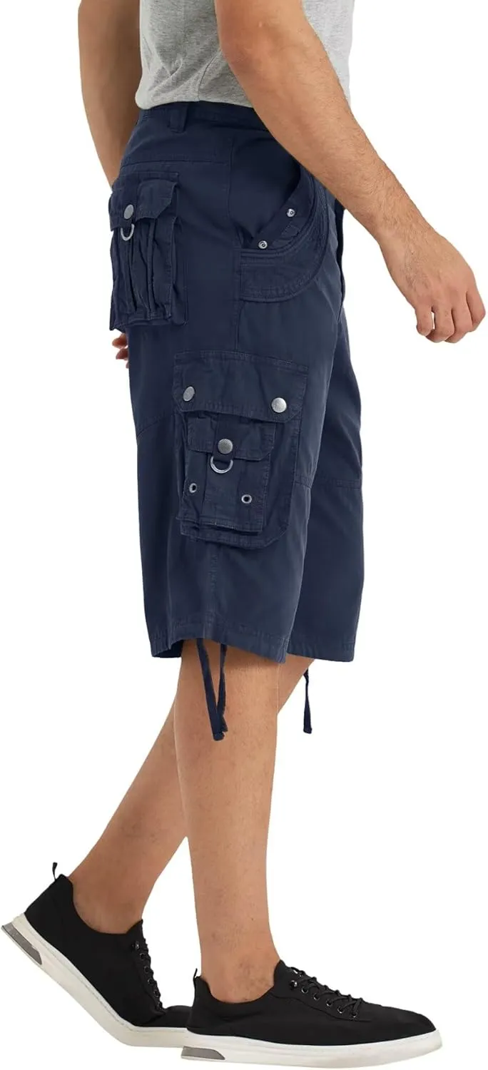 Mens Cargo Shorts with 8 Pockets Long Below Knee Length Relaxed Fit Casual Hiking Work Outdoor