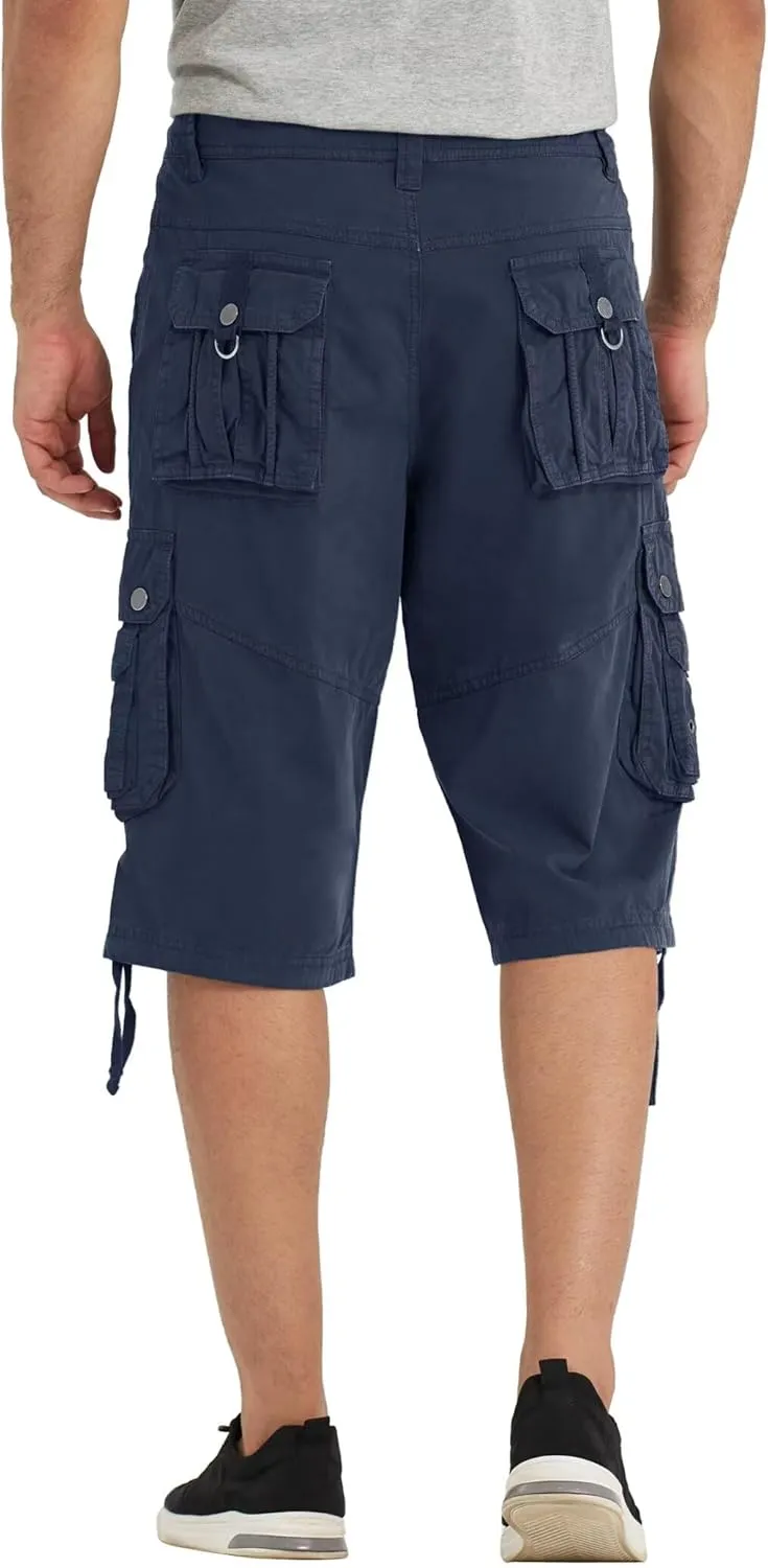 Mens Cargo Shorts with 8 Pockets Long Below Knee Length Relaxed Fit Casual Hiking Work Outdoor