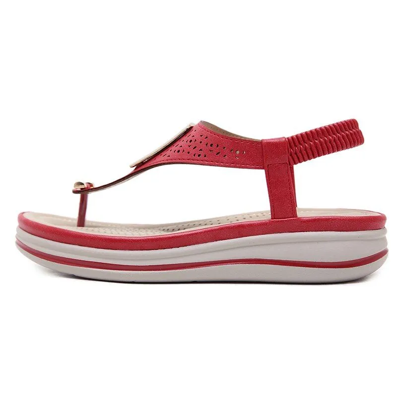 OCW Sandals For Female Comfortable Metal Buckle Wedge Heel Fashion Design
