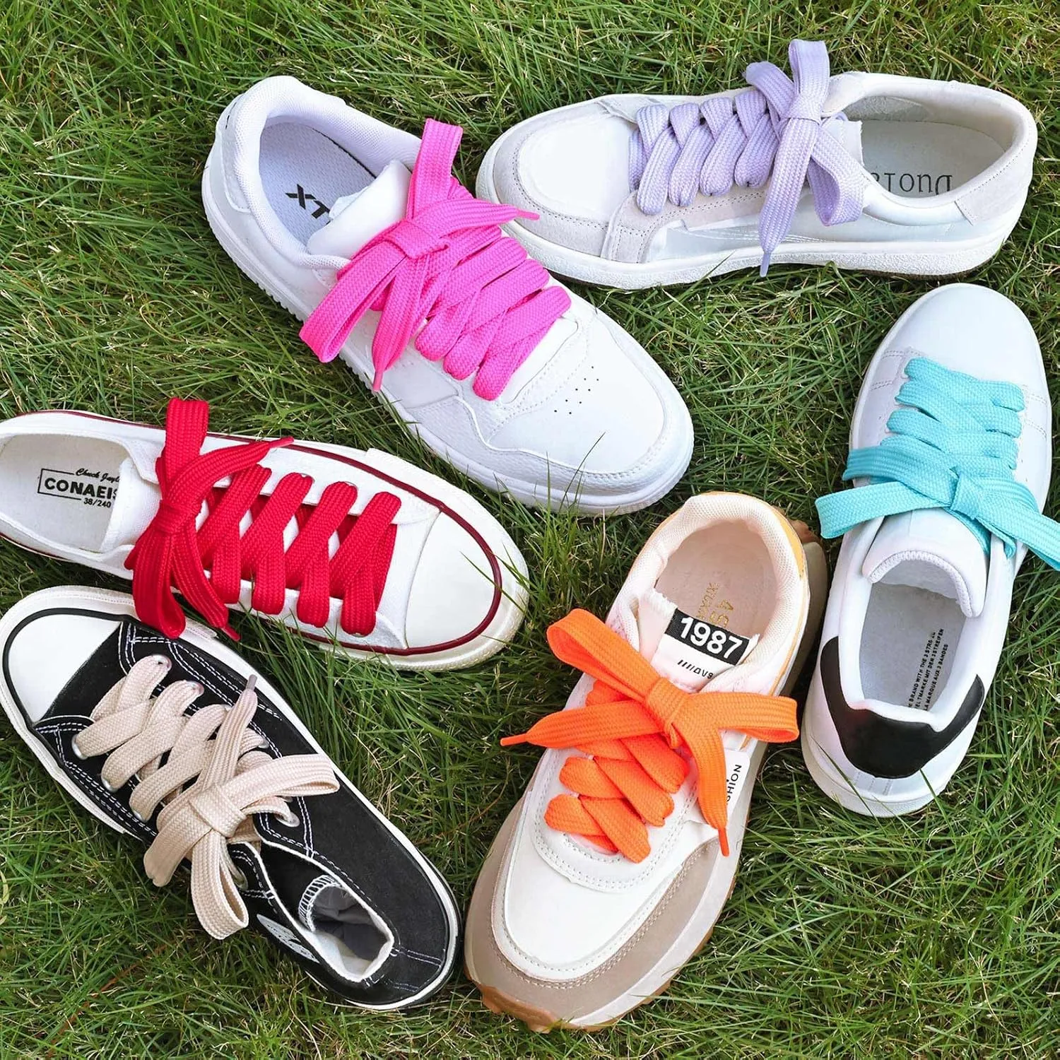 Olukssck 2 Paris Fat Shoe Laces for Sneakers, 5/8" Wide Athletic Shoelaces