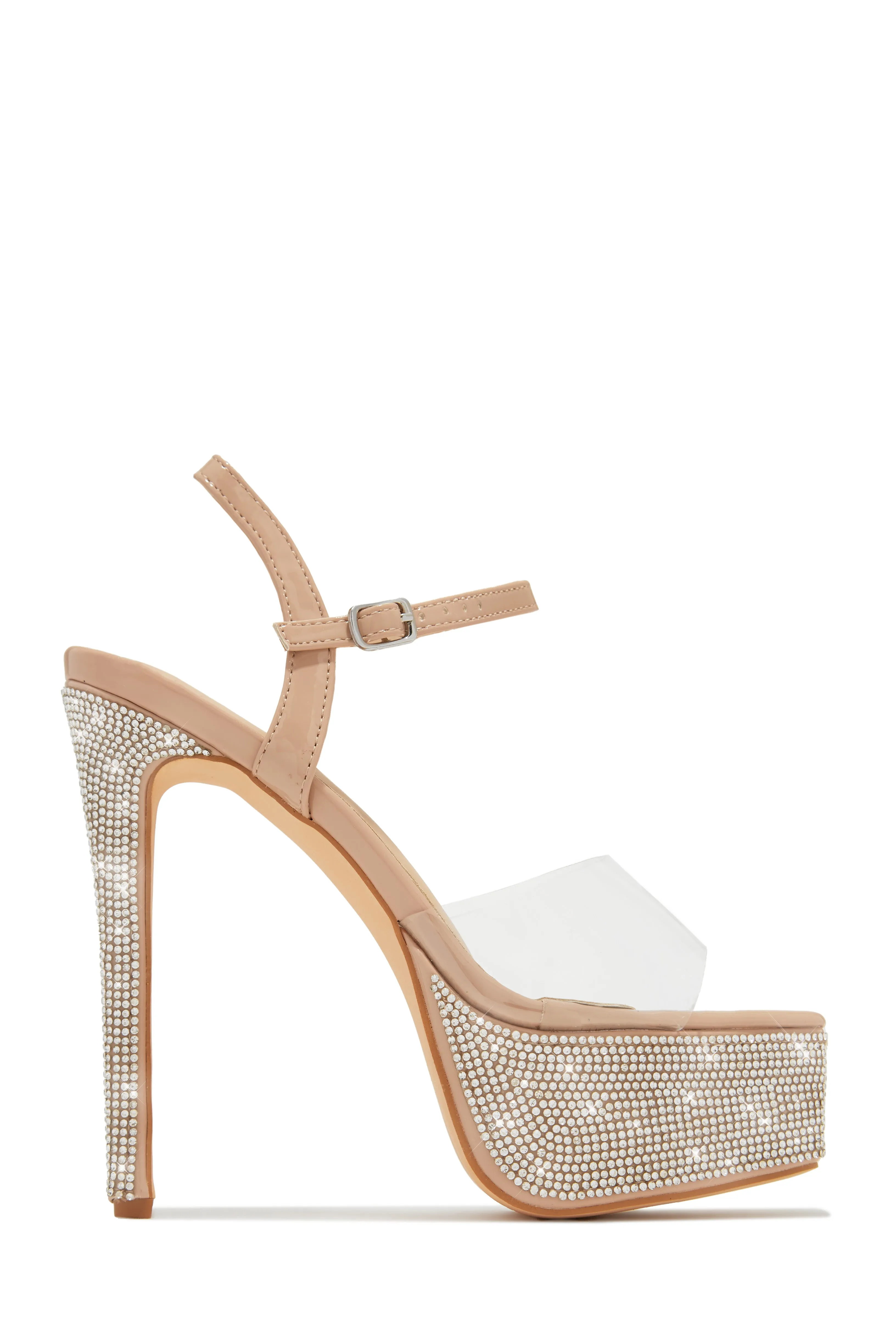 Party Ready Embellished Platform Heels - Silver