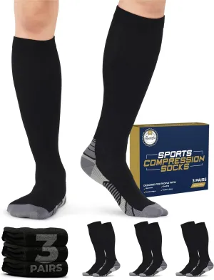 Pembrook 3 Pairs Compression Socks 20-30 mmHg - Compression Socks for Women and Men | Running, Athletic, Travel, Nurses