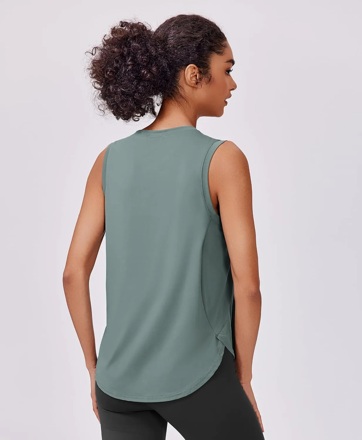 PINSPARK Workout Tank Tops Woman UPF 50  Yoga Tanks Quick Dry Sleeveless Gym Shirts with Side Slits Loose Fit Athletic Top