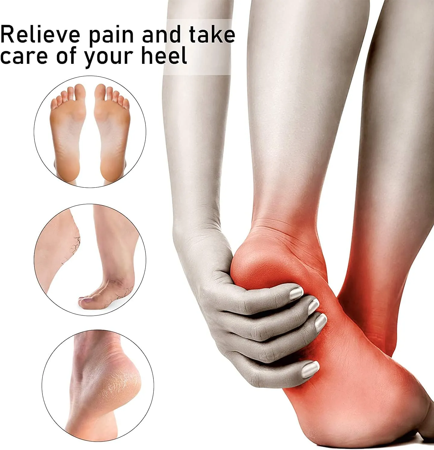 Plantar Fasciitis Heel Cups for Heel Pain Updated Version Heel Protectors, Sleeves Pads, Heel Support for Heel Pain, Heel Spur, Cracked Heels for Women and Men (Black, M 8.5-12 / W 10-13)