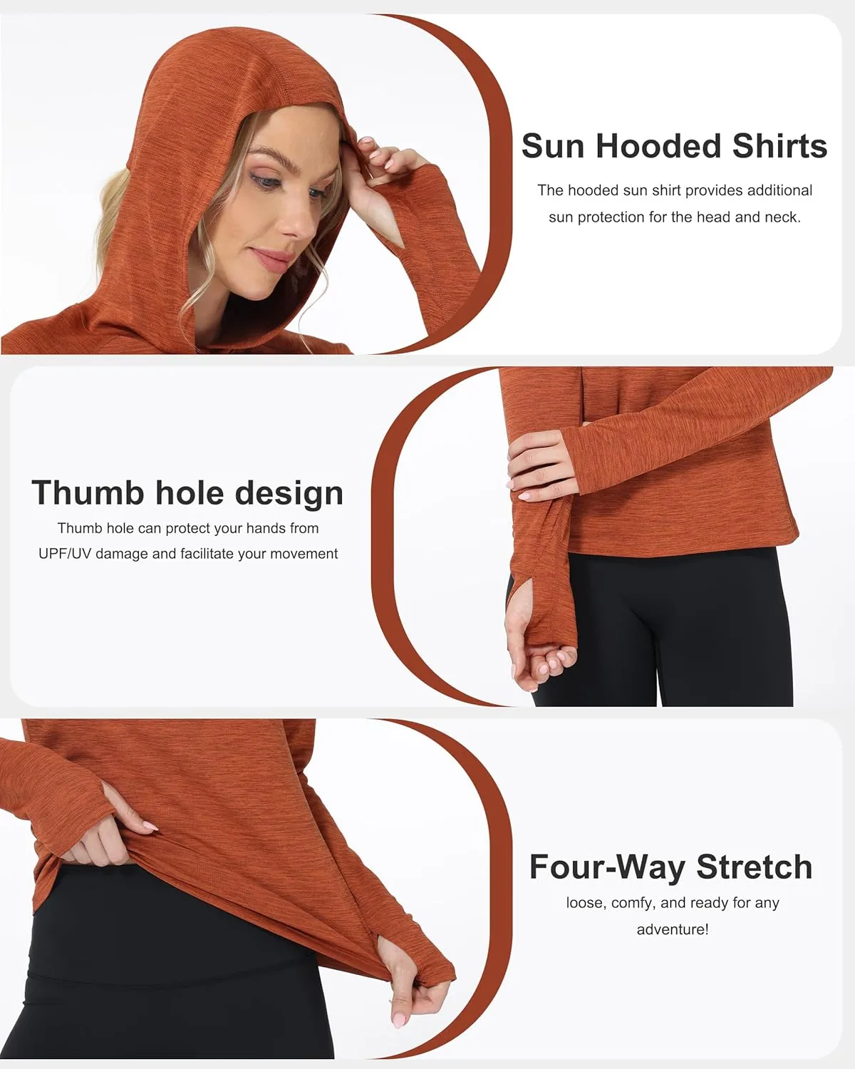 Roadbox Women's Sun Protection Hoodie UPF 50  Long Sleeve Hiking Fishing Hooded Shirt, UV Rash Guard for Women