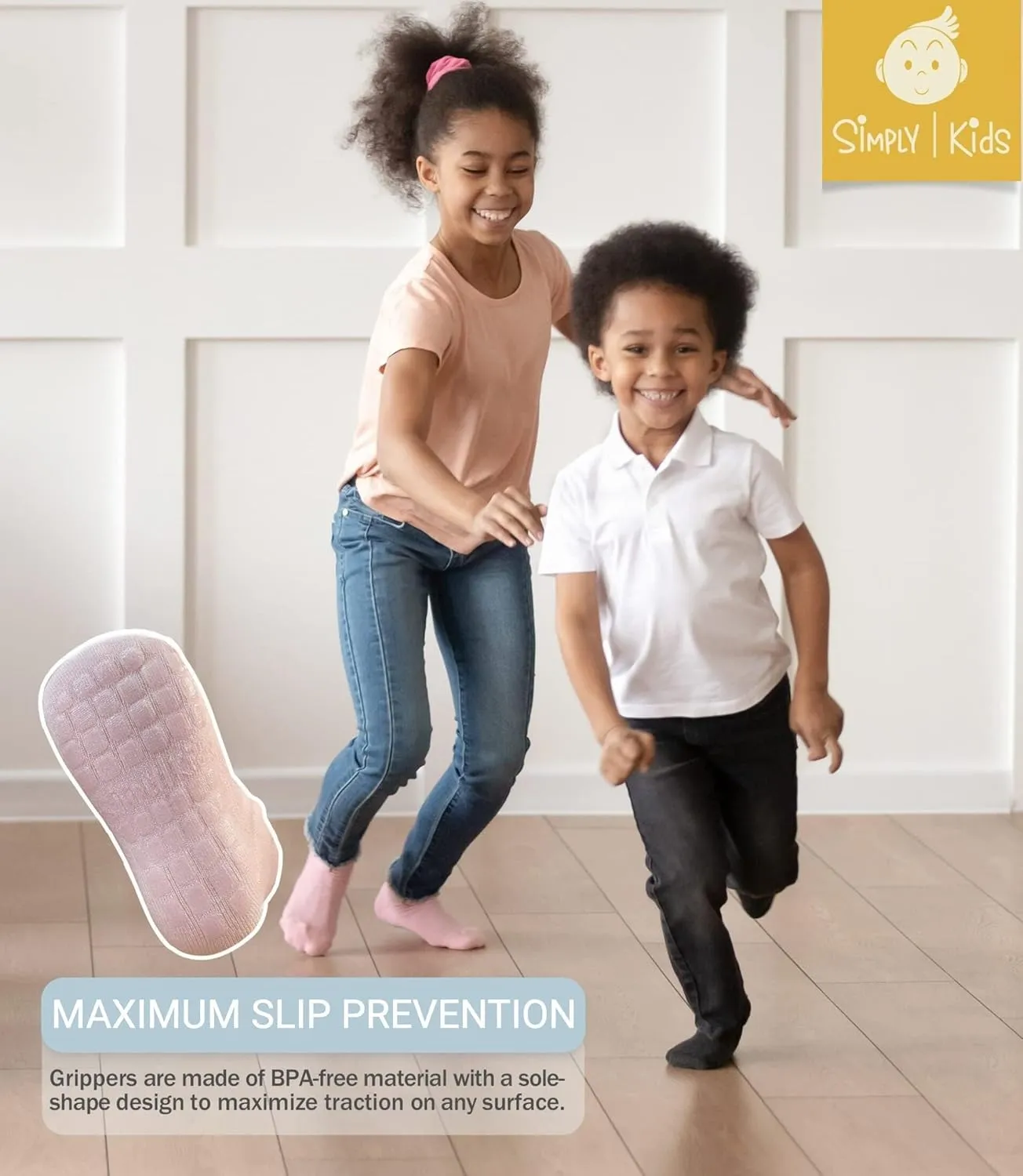 Simply Kids Non-Slip Toddler Ankle Socks (9 Pairs)  Superior Grip, Soft Cotton, for Active Baby Girls & Boys (Ages 0-7)