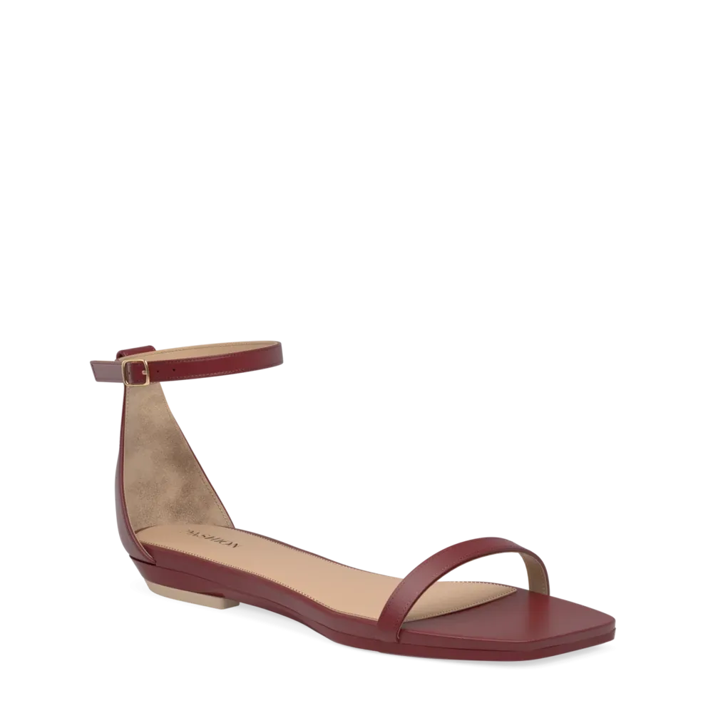 The Gigi - Merlot Leather Flat