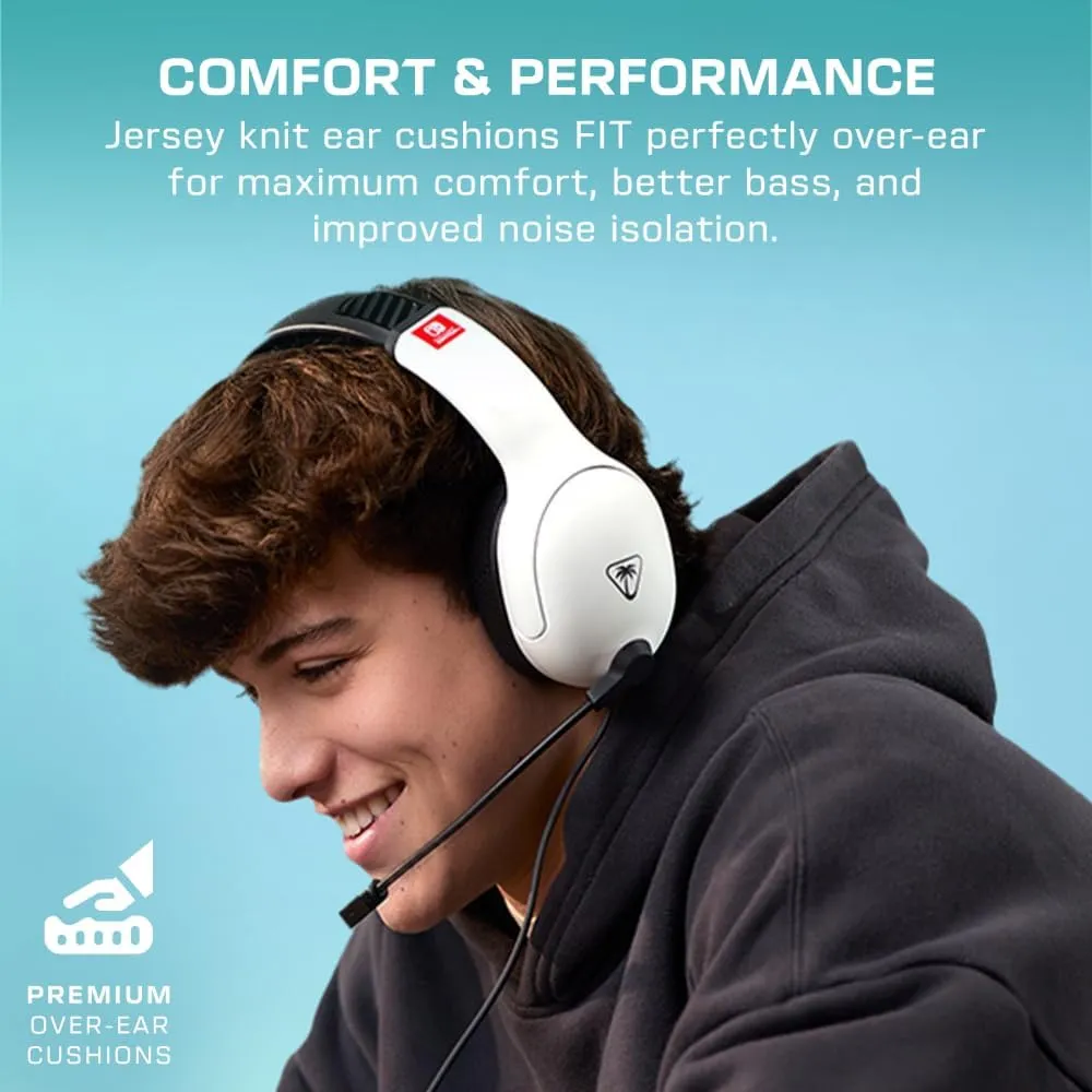 Turtle Beach Airlite Fit Wired Gaming Headset: Officially Licensed for Nintendo Switch, Nintendo Switch Lite & OLED Model - Flip-to-Mute Mic, Over-Ear Comfort Cushions, 40mm Speakers - White & Black