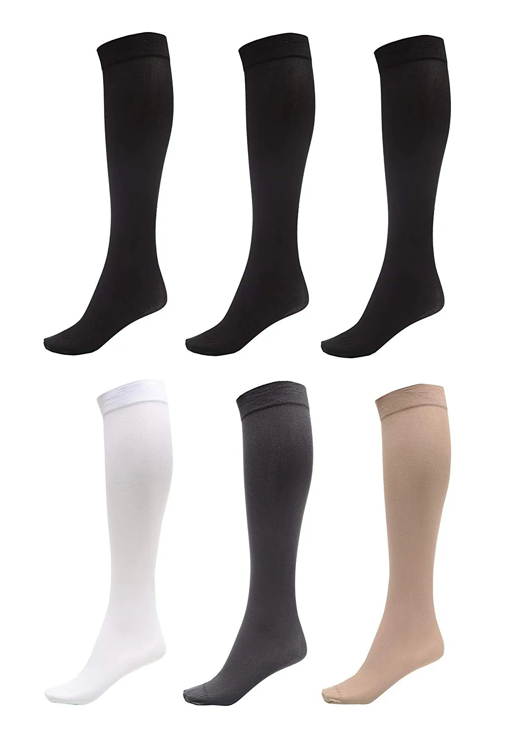 Womens Socks (6 Pack) - Silky Soft Thigh High Socks - Opaque Trouser Socks for Women - Knee High Socks for Women Size 9-11 - Stretchy Nylon Socks for Women - Women's Dress Socks for Any Occasion