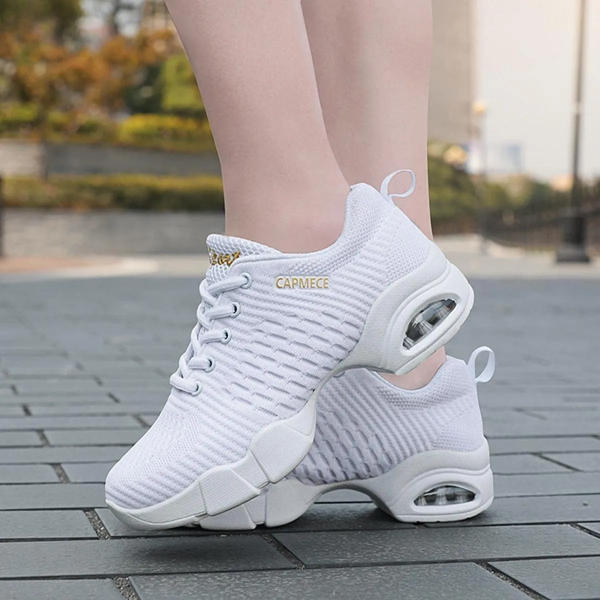 YUKTOPA Womens Dance Sneakers Jazz Shoes Lace-up Walking Shoes Lightweight Breathable Lady Platform Shoes